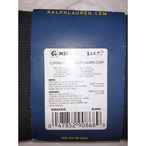 Polo Ralph Lauren Men’s Classic Cotton Crew black Mens Size XL 13-16 NWT - Picture 4 of 5